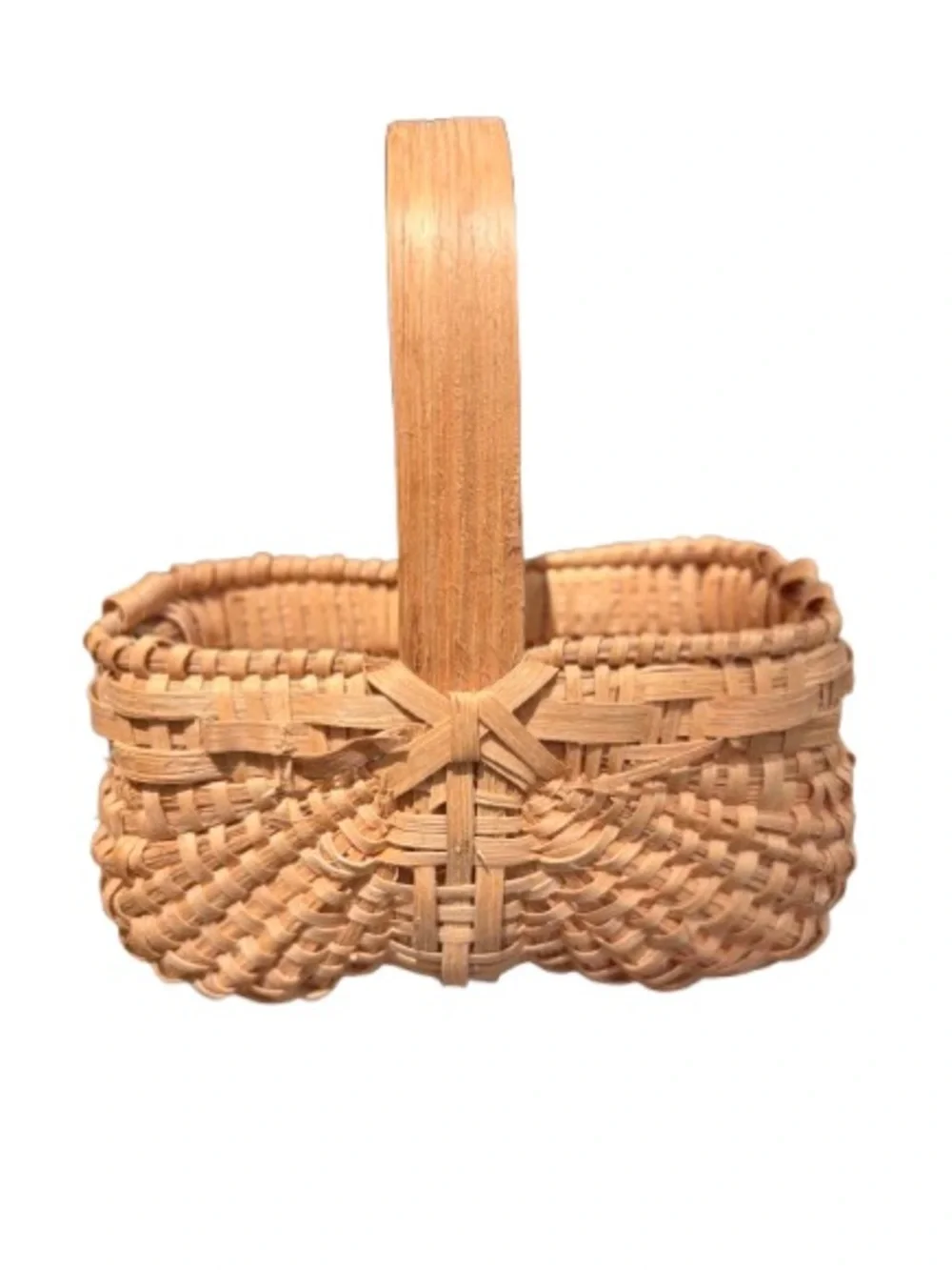 Vintage Handwoven Wicker Mini Egg or Buttocks Basket 5” x 6” Farmhouse Cottage
